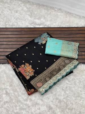 black dola silk blend saree  5