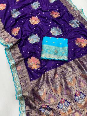 purple dola silk blend saree  1