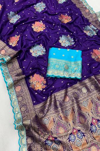 purple dola silk blend saree 