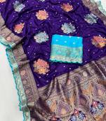 purple dola silk blend saree 
