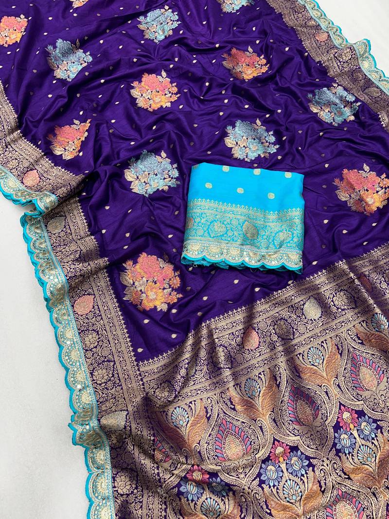 purple dola silk blend saree 