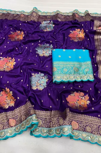purple dola silk blend saree 