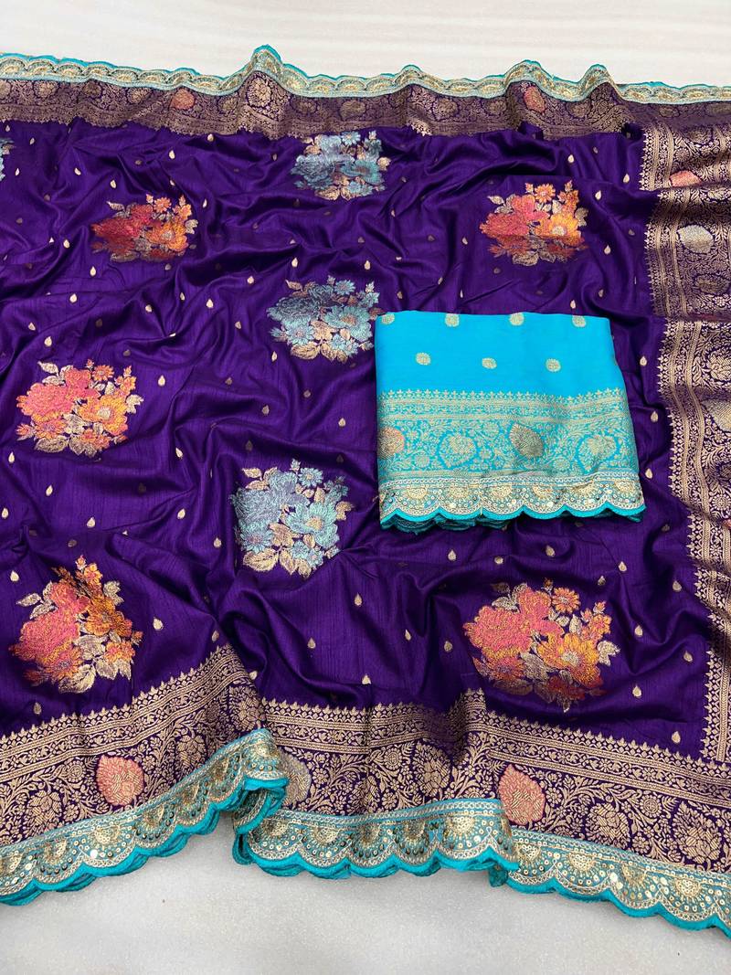 purple dola silk blend saree 