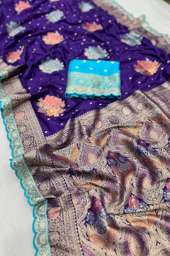 purple dola silk blend saree 