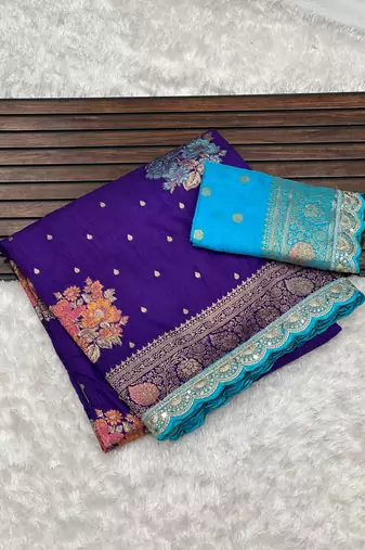 purple dola silk blend saree 