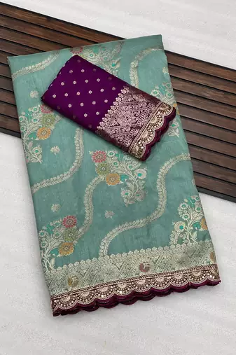light aqua blue soft dola silk blend saree