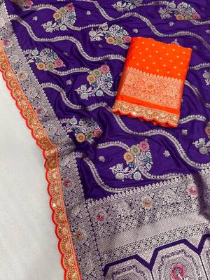 purple soft dola silk blend saree 1