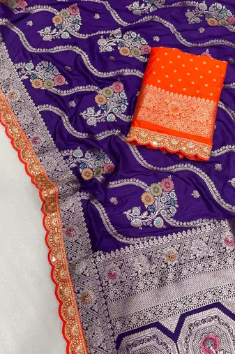 purple soft dola silk blend saree