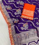 purple soft dola silk blend saree
