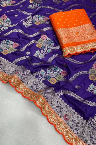 purple soft dola silk blend saree