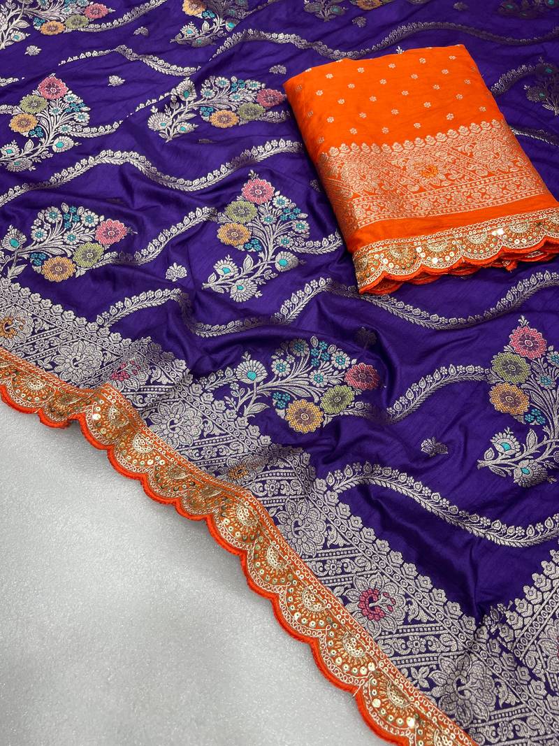 purple soft dola silk blend saree