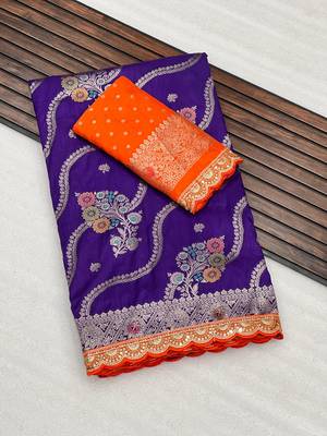 purple soft dola silk blend saree 3
