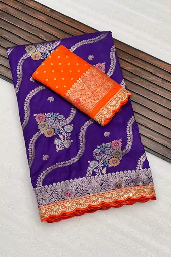 purple soft dola silk blend saree
