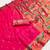 Pink green silk blend saree with paithani weaved pallu and blouse