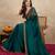 Green satin embroidery border saree with blouse piece