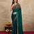 Green satin embroidery border saree with blouse piece