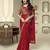 Red chiffon embroidered saree with blouse piece