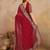 Red chiffon embroidered saree with blouse piece