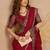 Red chiffon embroidered saree with blouse piece