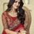 Red chiffon embroidered saree with blouse piece