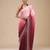 Brown satin ombre pattern dual shade saree with unstitche blouse piece