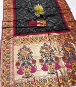 Black  faux banarasi silk saree with paithani rich weaved pallu and blouse