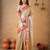 Beige red tissue cotton handloom saree with unstitched blouse piece
