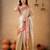 Beige red tissue cotton handloom saree with unstitched blouse piece
