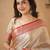 Beige red tissue cotton handloom saree with unstitched blouse piece