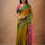 Olivegreen tissue cotton handloom saree with unstitched blouse piece