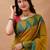 Olivegreen tissue cotton handloom saree with unstitched blouse piece