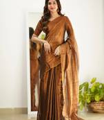 Trendmalls Trendmalls Copper tissue cotton handloom saree with unstitched blouse piece