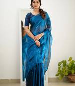 Morpeach tissue cotton handloom saree with unstitched blouse piece