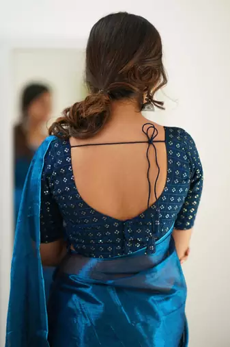 Trendmalls Morpeach tissue cotton handloom saree with unstitched blouse piece