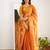 Orange tissue cotton handloom saree with unstitched blouse
