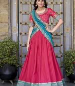pink Zari Weaving Vichitra Silk Lehenga Choli 