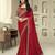 Red chiffon embroidered saree with blouse piece