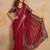 Red chiffon embroidered saree with blouse piece