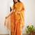 Orange tissue cotton handloom saree with unstitched blouse