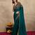 Green satin embroidery border saree with blouse piece