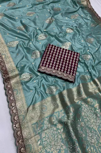 aqua designer dola silk blend saree