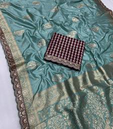 aqua designer dola silk blend saree