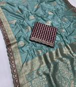 aqua designer dola silk blend saree