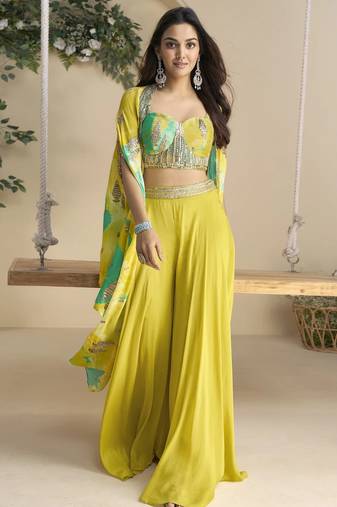 Hiva sunshine yellow embroidered silk long dresses