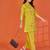 Darika canary yellow embroidered viscose rayon co ord sets
