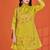 Darika canary yellow embroidered viscose rayon co ord sets