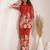 Sylvie scarlet red printed blended cotton co ord sets