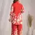 Sylvie scarlet red printed blended cotton co ord sets