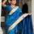 turquoise paithani silk blend saree with zari weaving motifs 