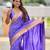 lavender paithani silk blend saree with zari weaving motifs 